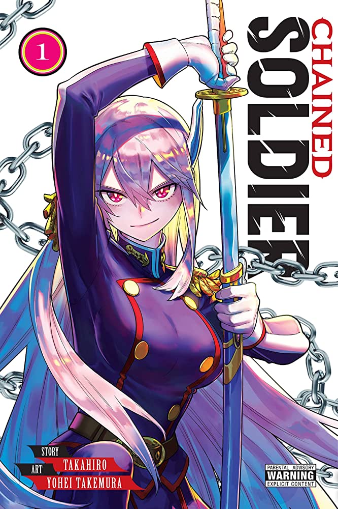 Chained Soldier by Takahiro (Story), Takemura Youhei (Art), published by Yen Press. An ecchi fantasy shounen manga.