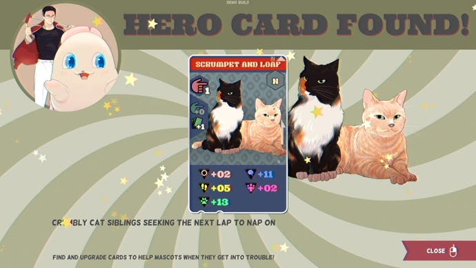 A cat hero card  in Promise Mascot Agency.