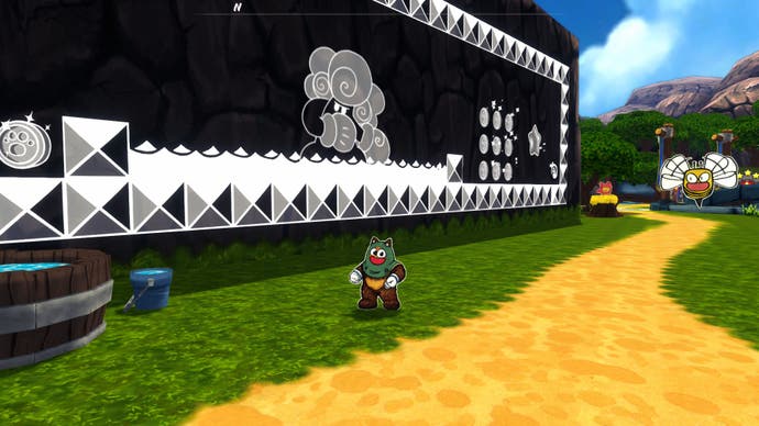 Ruffy and the Riverside screenshot showing Ruffy character standing in front of 2D platforming section along a wall