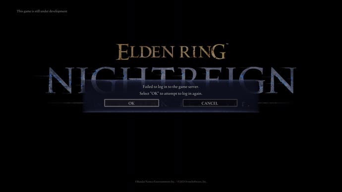 Elden Ring Nightreign menu showing error message