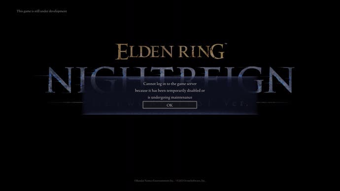 Elden Ring Nightreign menu showing server maintenance message