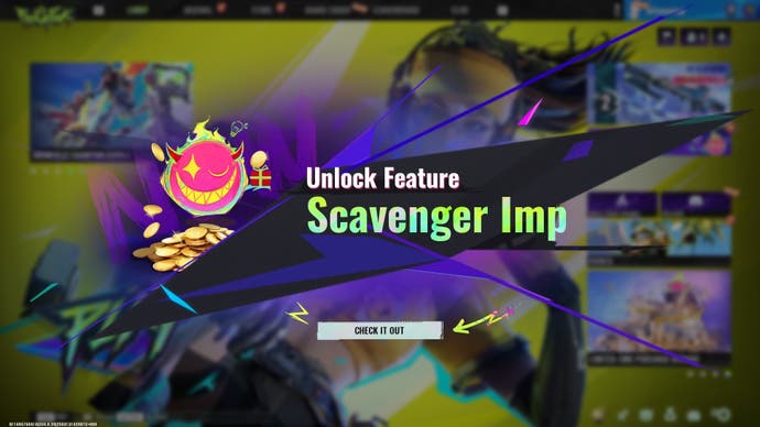 A screenshot showing the UI for the Scavenger Imp being unlocked in Fragpunk.