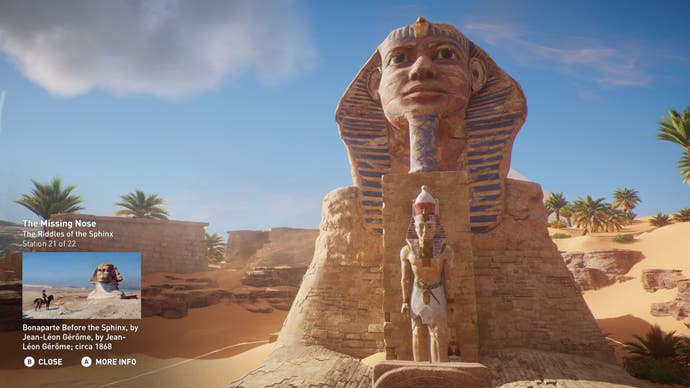 The Discovery Mode screen for the Sphinx in Assassin's Creed Origins.