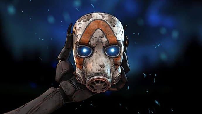 Borderlands 4 promo teaser showing a robotic hand holding up a psycho mask.