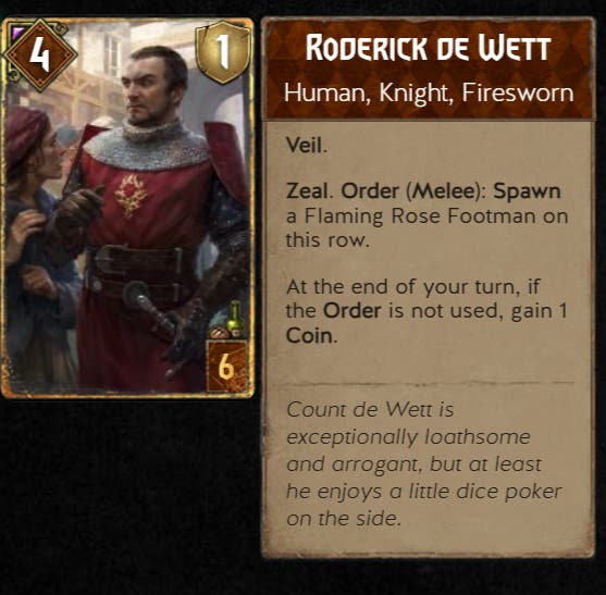 Roderick de Wett's Gwent card