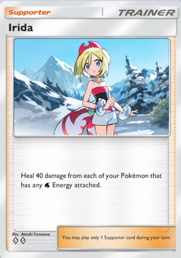 Cropped screenshot of the Irida card from Pokémon TCG Pocket