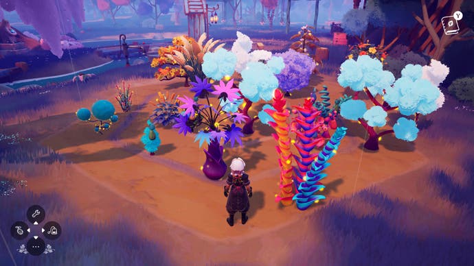 Wanderstop screenshot showing a collection of silly plants in your field