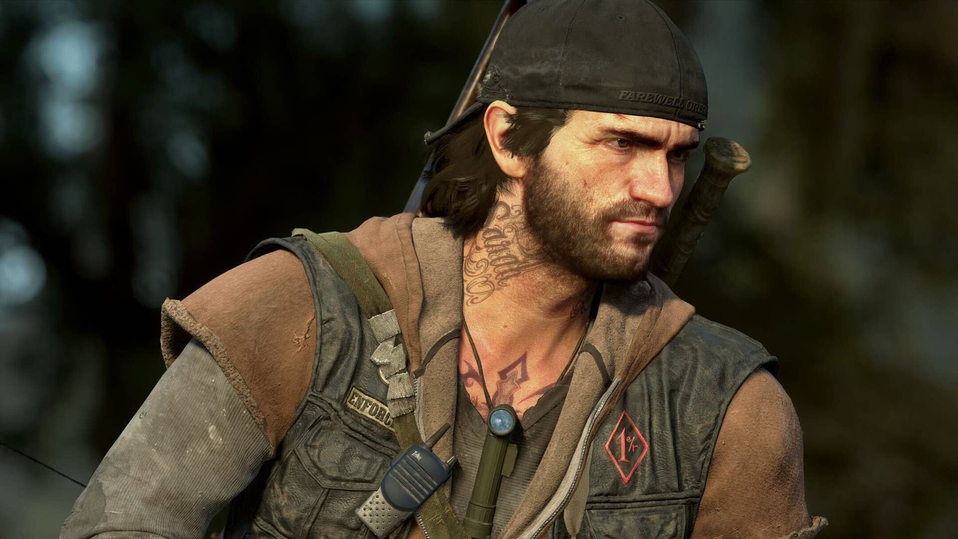 The main character from Days Gone holding a large gun in his hands